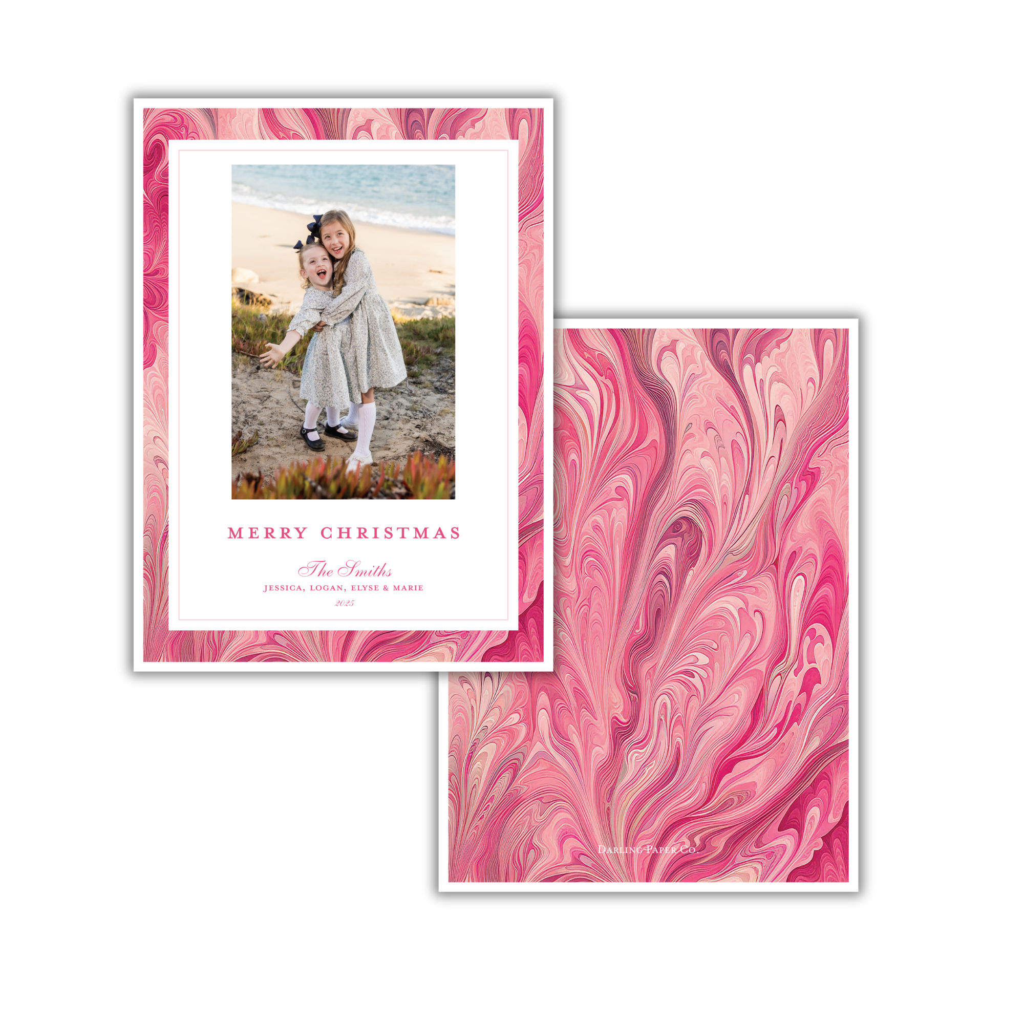 Pink Marble Holiday Card