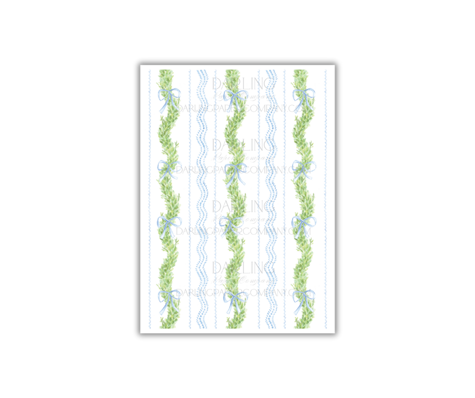 French Blue Plaid Bow Garland