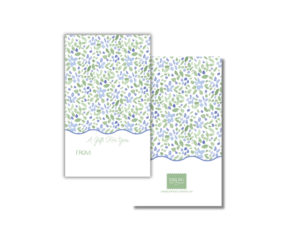 Green and Blue Floral Gift Tag