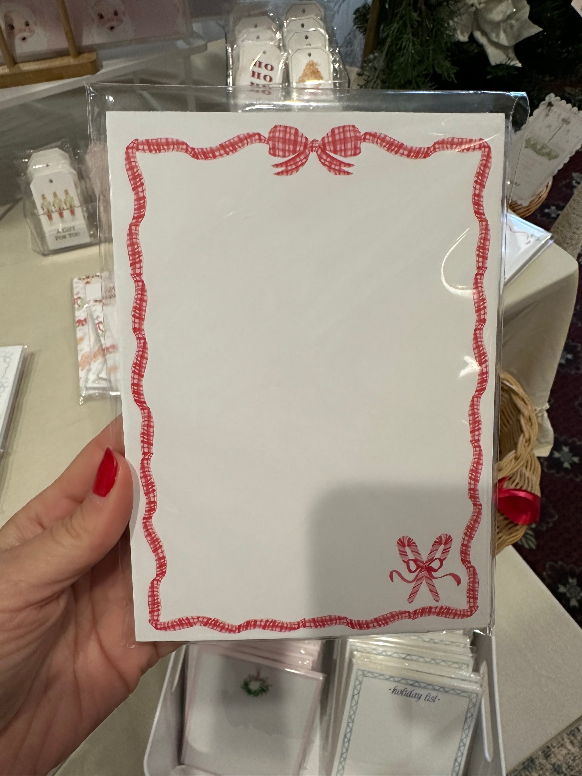 Plaid Red Bow Notepad