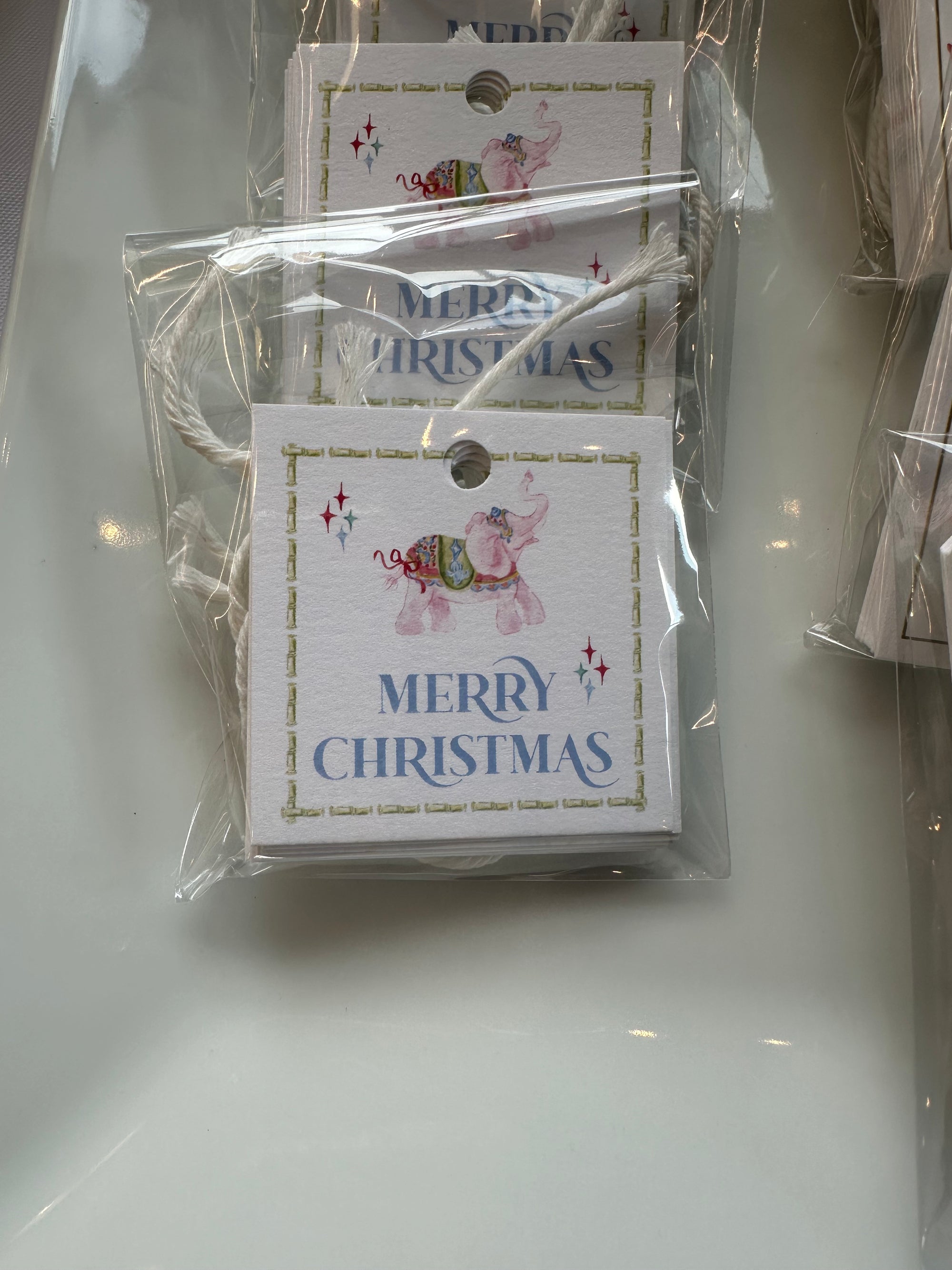 Merry Elephant Christmas Gift Tags