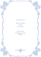 Blue Bow Baby Shower Invitation