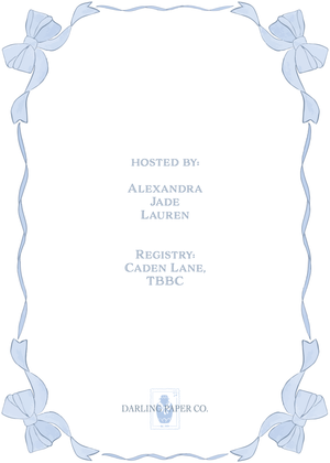 Blue Bow Baby Shower Invitation