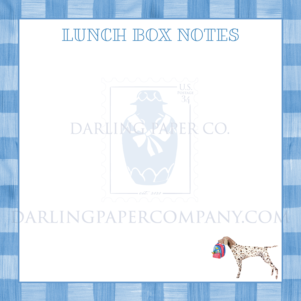 Dog Gingham Lunch Box Notes