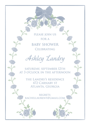 Pink Roses & Ribbons Baby Shower Invitation