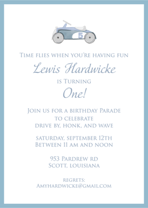 Vintage Toy Car Birthday Invitation