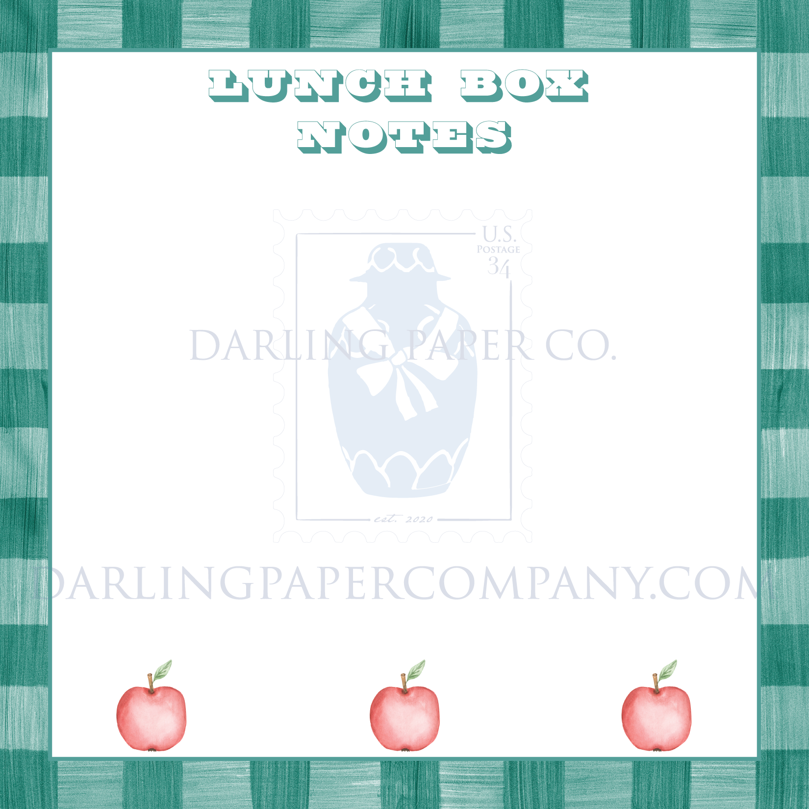 Green Gingham Lunch box Notes