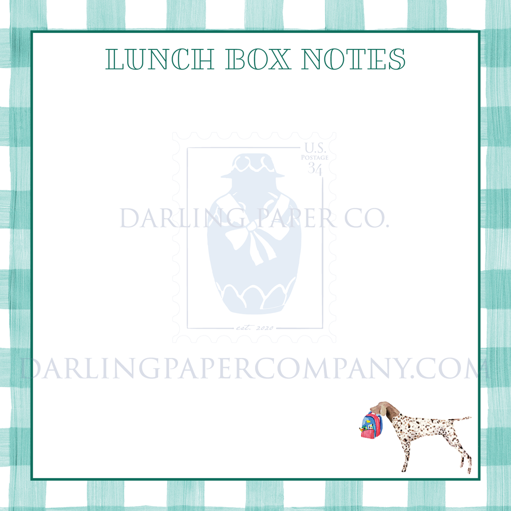 Dog Gingham Lunch Box Notes