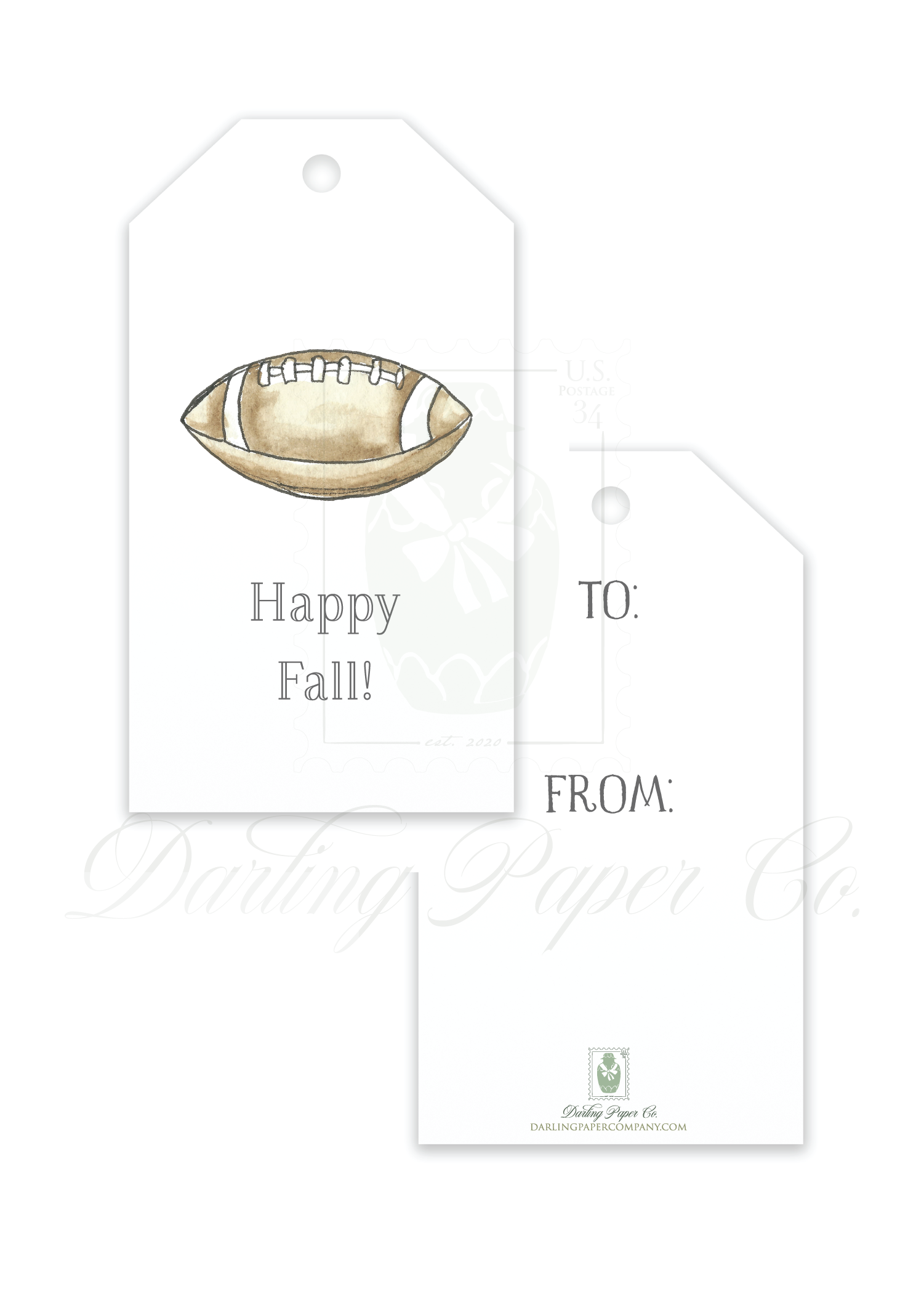 Happy Fall Football Gift Tag