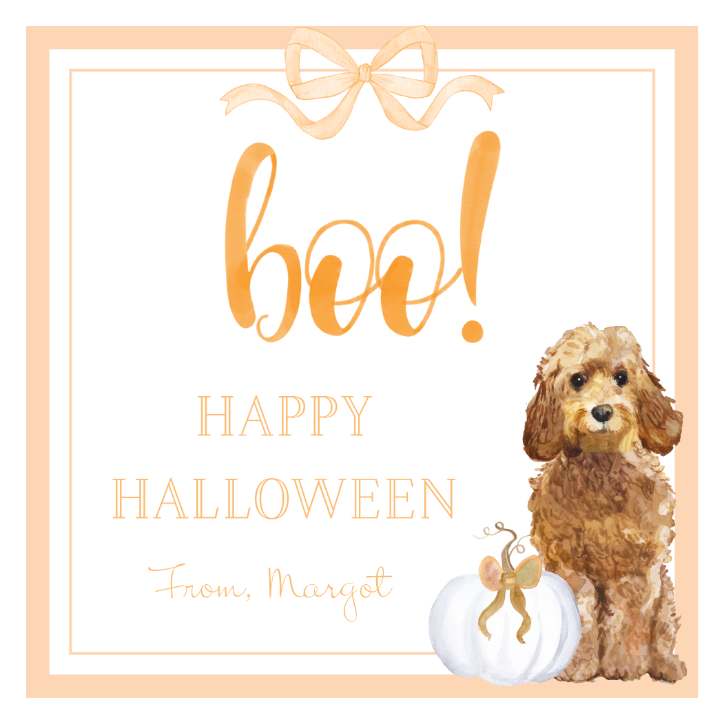 Bow Golden Doodle Gift Tag