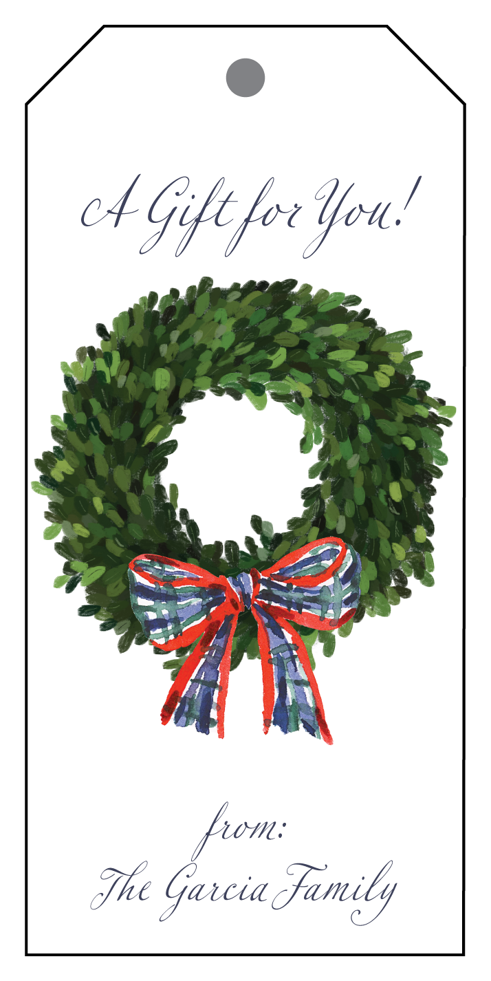 Plaid Bow Wreath Gift Tag