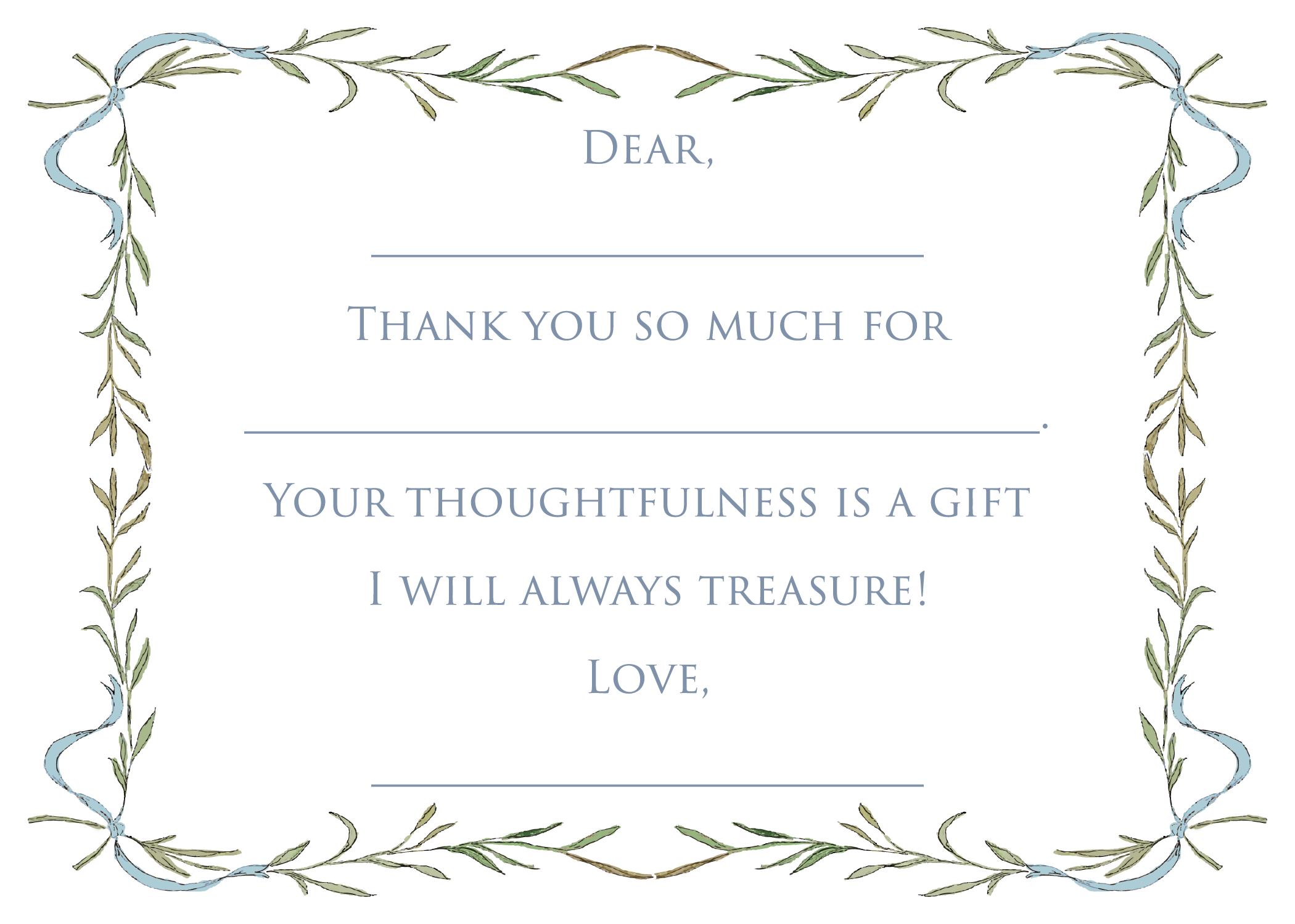 Blue Pre-written Thank You Cards