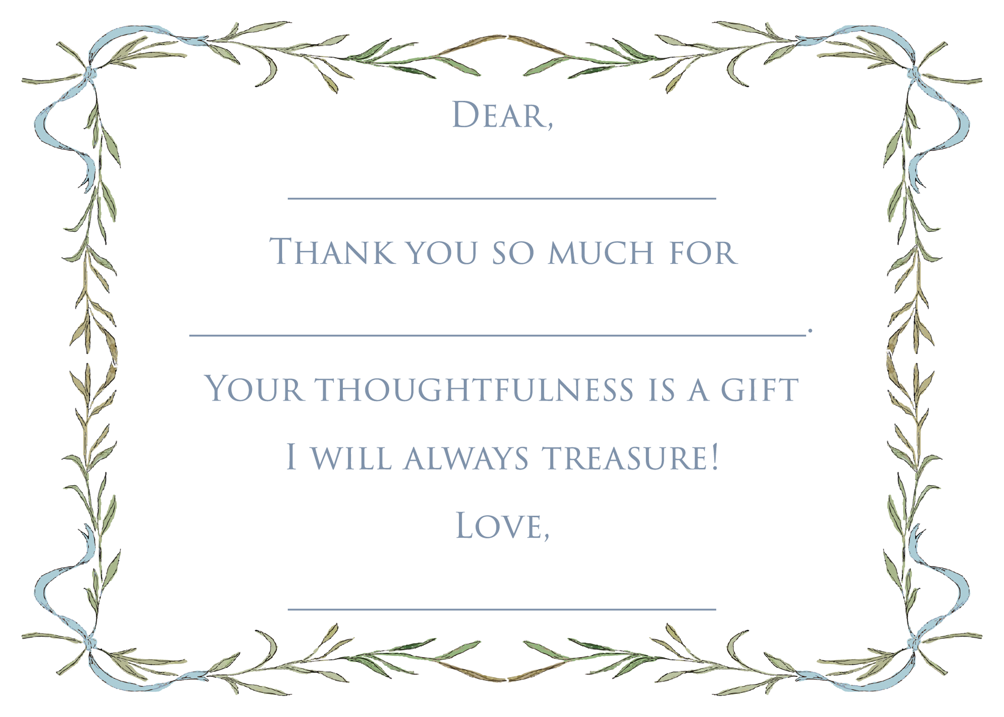 Blue Pre-written Thank You Cards