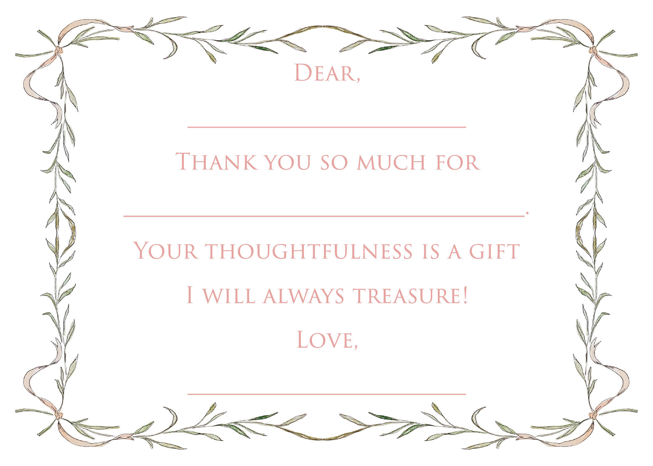 Pink Pre-written Thank You Cards