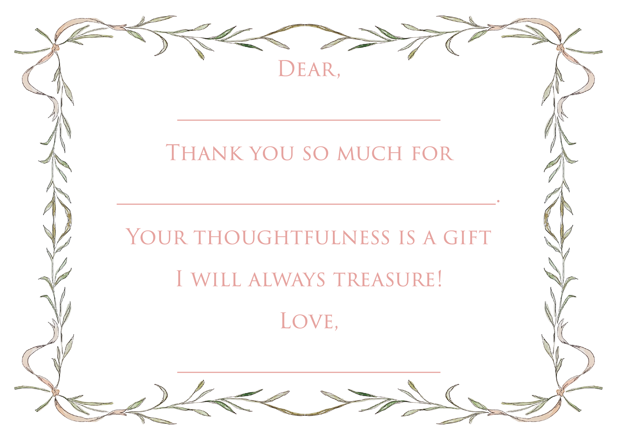 Pink Pre-written Thank You Cards