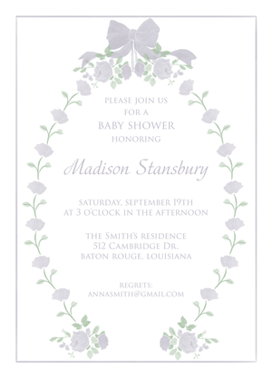 Pink Roses & Ribbons Baby Shower Invitation