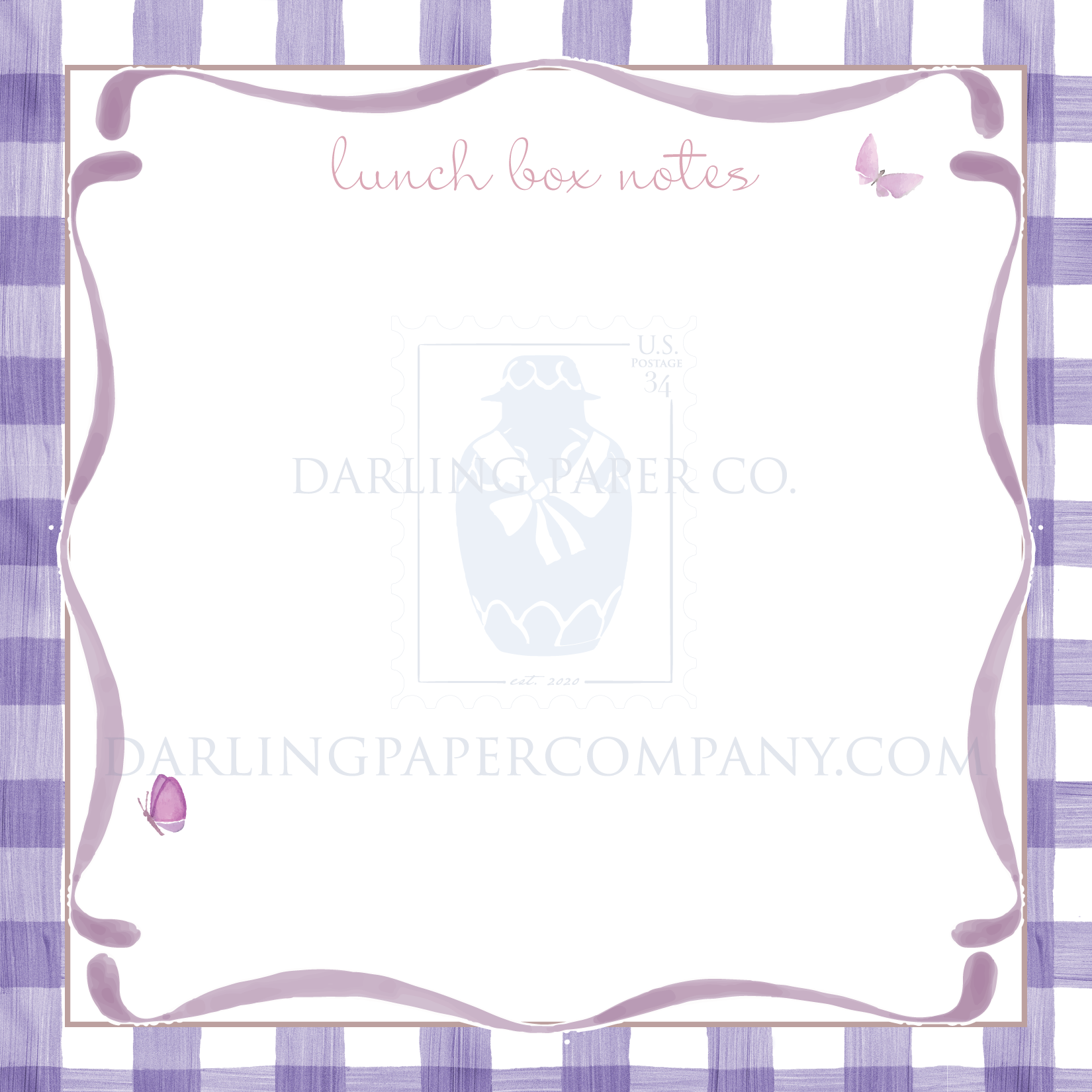 Purple Gingham Lunch Box Notes