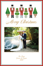 Red Nutcrackers and Topiaries Holiday Card