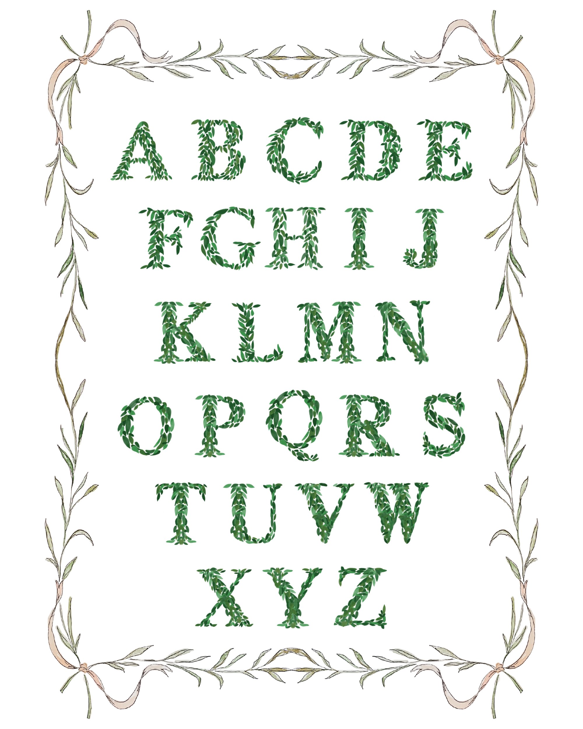 Pink Boxwood Alphabet