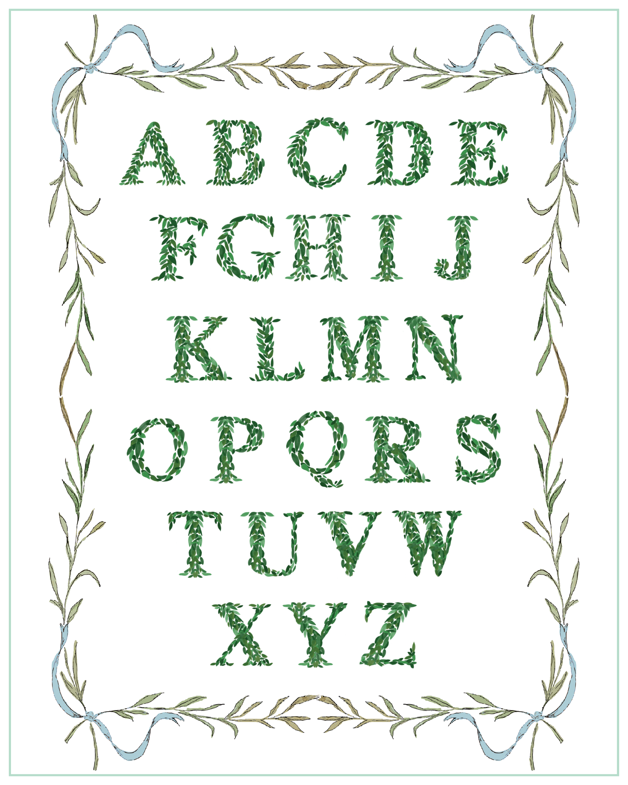 Blue Boxwood Alphabet